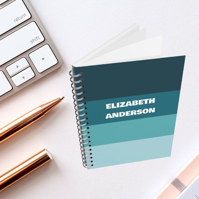 Carnet Blocage de couleur Turquoise Bande horizontale (Créateur téléchargé)