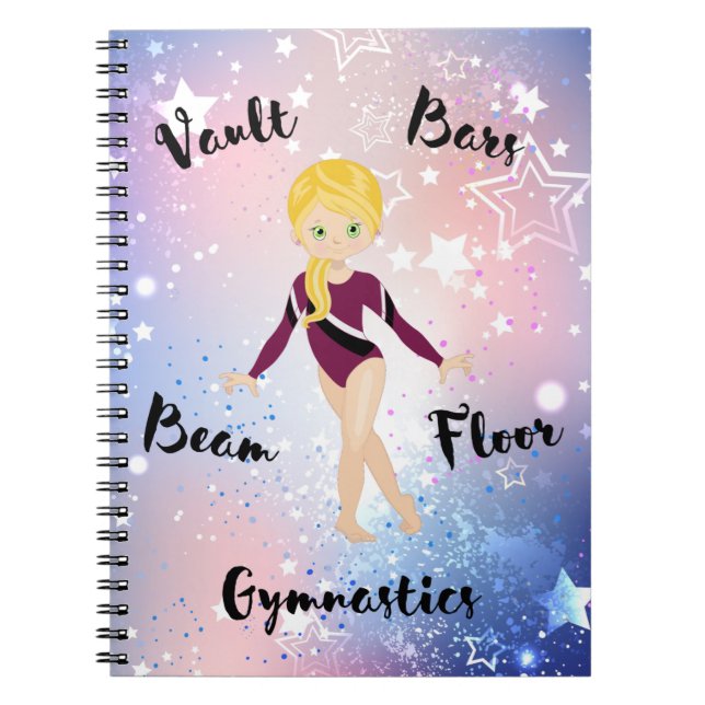 Carnet Blonde étoilée, Yeux verts, Léotard bordeaux (Devant)