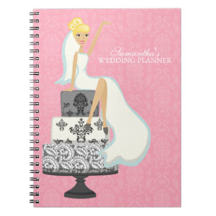 Carnet Blonde mariée sur gâteau Mariage {rose}