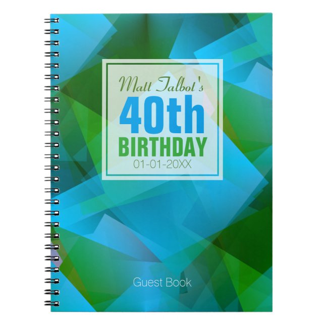 Carnet Blue Abstrait Cubist 40th Birthday Guest Book 9a (Devant)