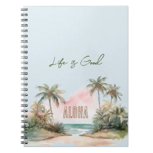 Carnet Blue Aloha Plage tropicale Palmiers