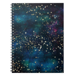 Carnet Blue and Gold Under the Stars Night Sky