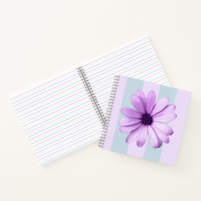 Carnet blue and purple striped daisy pattern (Intérieur)