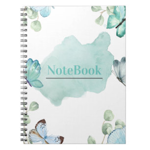 Carnet Blue and White Aesthetic Butterfly Spiral (80 P.)