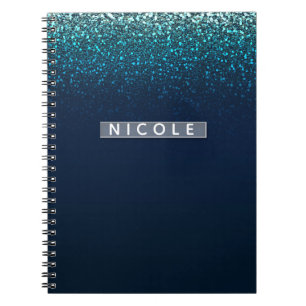 Carnet Blue Aqua Navy Parties scintillant étincelle moder