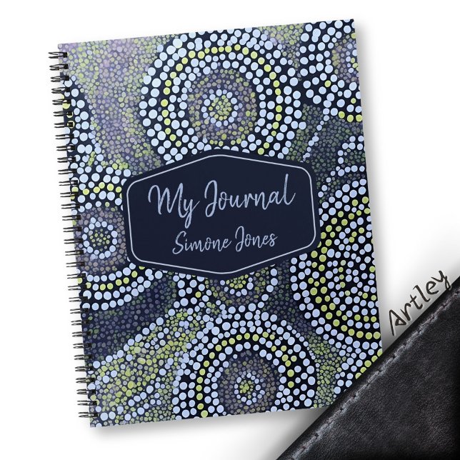 Carnet Blue Australian Modern Art Point Nom personnalisé (Créateur téléchargé)