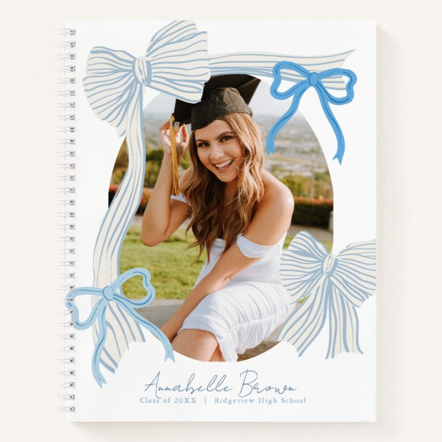 Carnet Blue Bows Photo Graduation Guest Book (Devant)