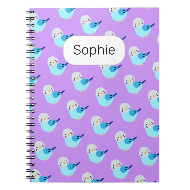 Carnet Blue Budgie Cute Parakeet Lover don Nom personnali (Devant)