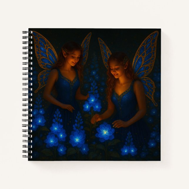Carnet Blue Fairy Calm Peaceful Fantasy Floral (Devant)