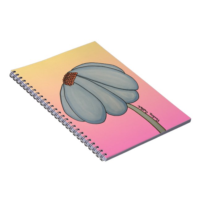 Carnet Blue Flower with pink background (Côté Droit)