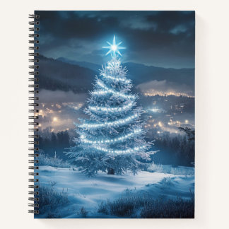 Carnet Blue Glowing Winter Night Christmas Tree