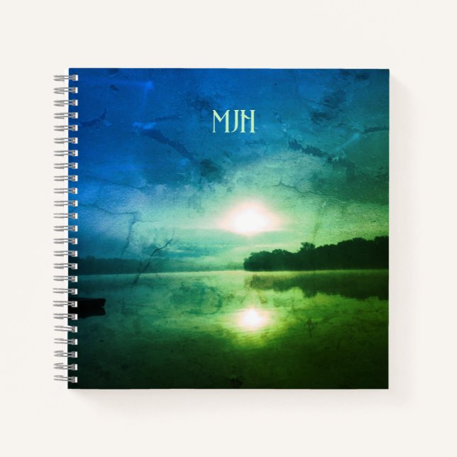 Carnet Blue Green Morning Sunrise abstrait à CT River (Devant)