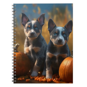 Carnet Blue Heeler Chiot Automne Citrouille de plaisir