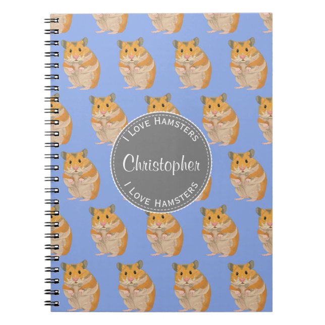 Carnet Blue I love Hamsters Hamster Motif (Devant)