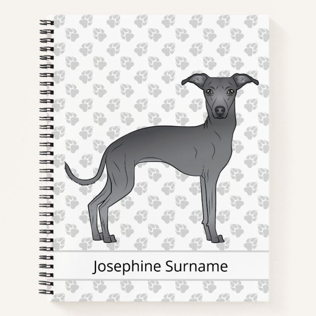 Carnet Blue Italian Greyhound mignon chien avec texte per (Devant)