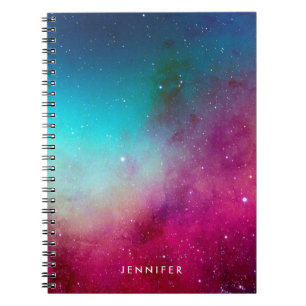 Carnet Blue & Magenta Watercolor Space Galaxy