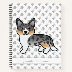 Carnet Blue Merle Cardigan Welsh Corgi Dog & Custom Text
