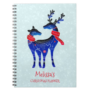 Carnet Blue Nordic Christmas Reindeer Pair