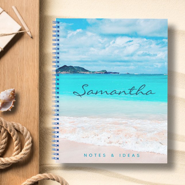 Carnet Blue Ocean Hawaii Tropical Sandy Beach Nom photo (Créateur téléchargé)