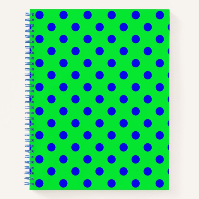 Carnet Blue On Green Polka Dots Pattern Design  (Devant)