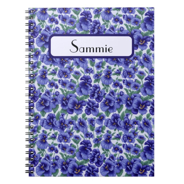 Carnet Blue Pansy Flowers Personalized (Devant)