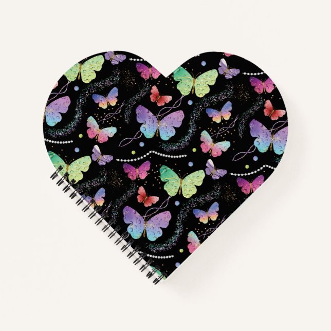Carnet Blue Purple Chic Butterflies Pattern (Devant)