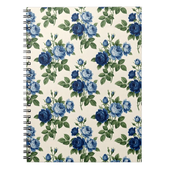 Carnet Blue Rose Floral Pattern (Devant)