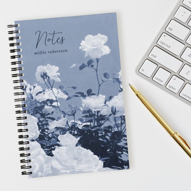 Carnet Blue Roses Floral Garden Custom Spiral Notebook (Créateur téléchargé)