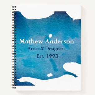 Carnet Blue rustique aquarelle jeans texture ajouter le n