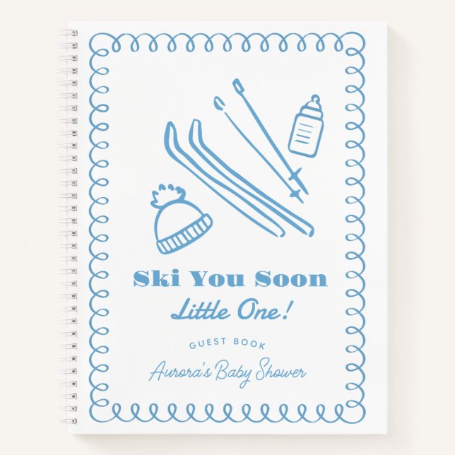 Carnet Blue Ski You Soon Boy Baby Shower Guest Book (Devant)