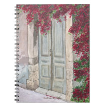 Blue Vintage Door Watercolor