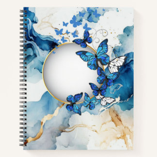 Carnet Blue Watercolor and Butterfly with a hint of Gold