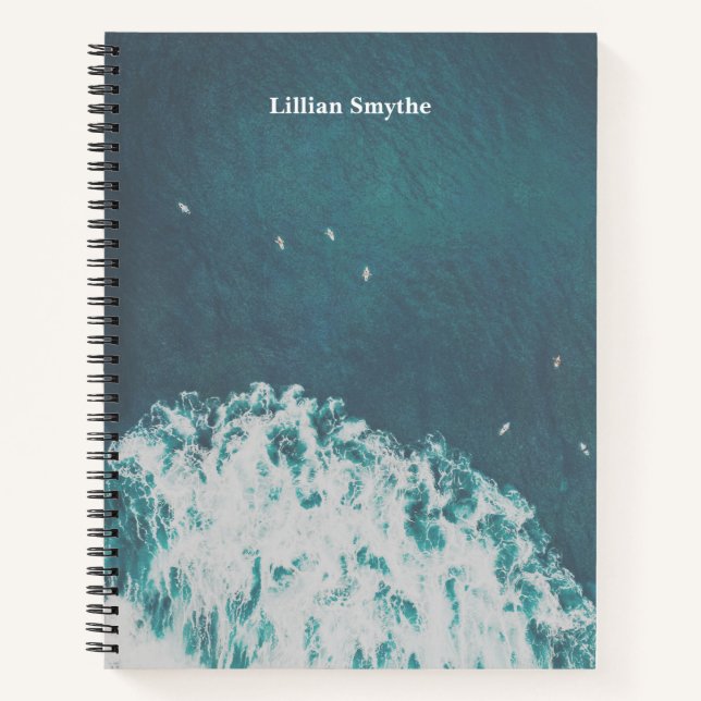 Carnet Blue Waves Aerial Beach Photographie Customisée (Devant)