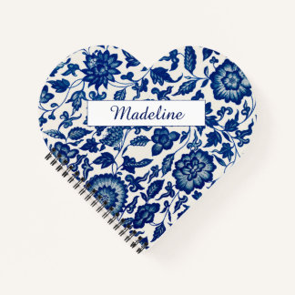 Carnet Blue White Wildflower French Country Custom Spiral