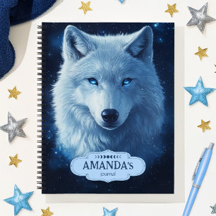 Carnet Blue Wolf Celestial Sky Stars Anxiété sociale