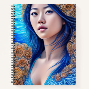 Carnet Blue Woman Portrait Abstrait Imaginaire Art