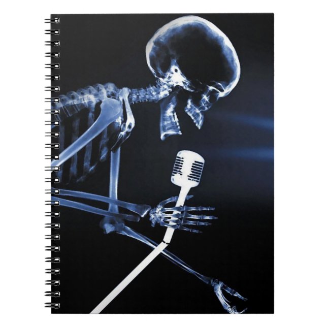 Carnet Blue X-Ray Vision Skeleton chanter sur la musique (Devant)