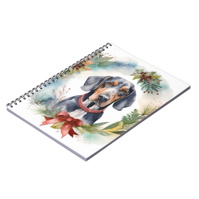 Carnet Bluetick Coonhound Christmas Wreath Festive Pup (Côté gauche)