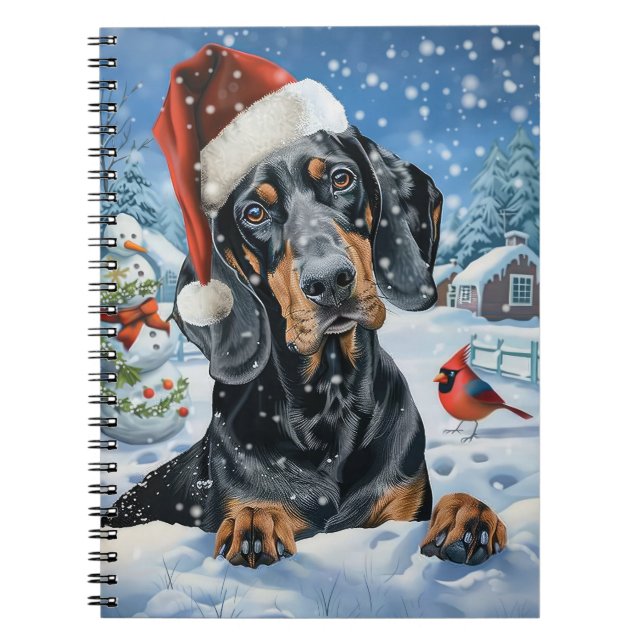 Carnet Bluetick Coonhound Dog Winter Wonderland Noël (Devant)