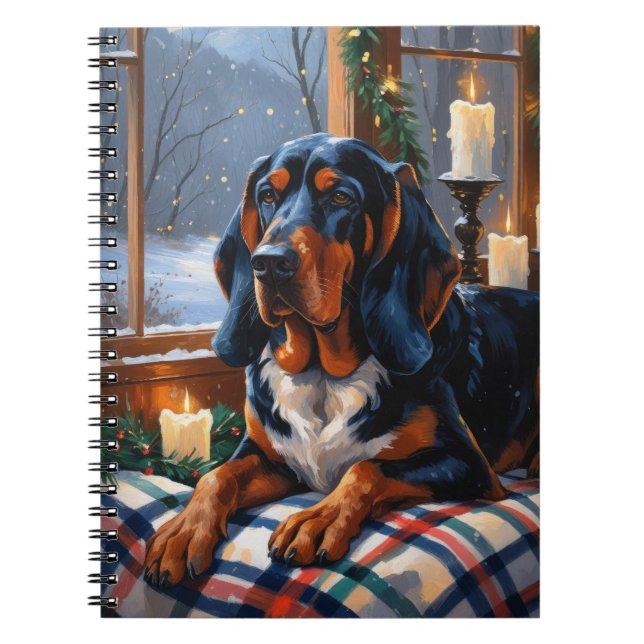 Carnet Bluetick Coonhound With Christmas Lights Holiday (Devant)