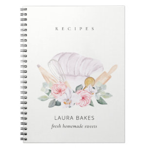 Carnet Blush Chef Hat Cookbook Floral Roller Whisk Recipe