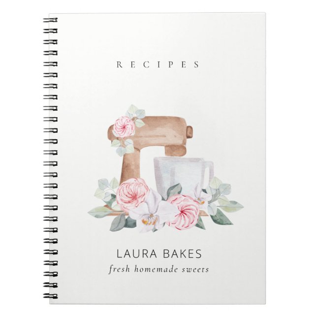 Carnet Blush Floral Gâteau Mixer Boulangerie Restauration (Devant)