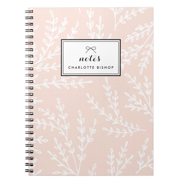 Carnet Blush Foliage Motif Personnalisé (Devant)