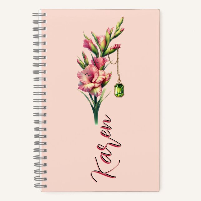 Carnet Blush of August: Gladiolus & Peridot Keepsake  (Recto)