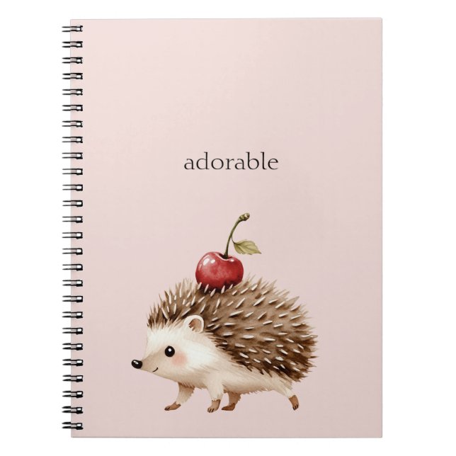 Carnet Blush Pink Red Cherry Adorable Hedgehog (Devant)