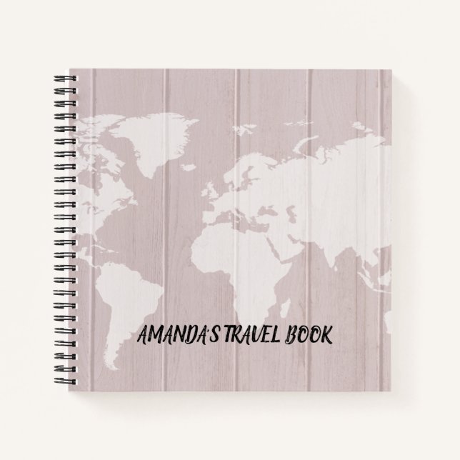 Carnet Blush Pink World carte notes de voyage personnalis (Devant)