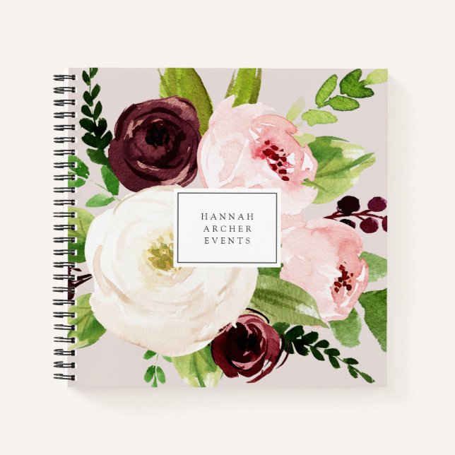 Carnet Blush Romance Personnalisé Floral (Devant)