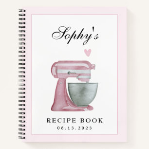 Carnet Blush Watercolor Bridal Shower Recipe Book
