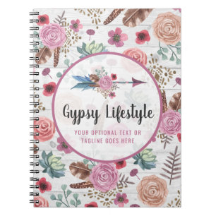 Carnet Bohème Chic Flèche Rustique à Plumes Aquarelle Boh