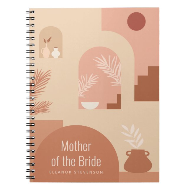 Carnet Boho Art Floral Moderne Terracotta (Devant)